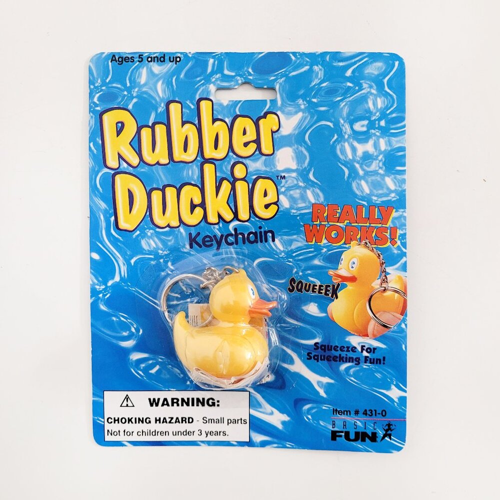 Basic Fun Vintage 90's Rubber Ducky Keychain  - NEW SEALED